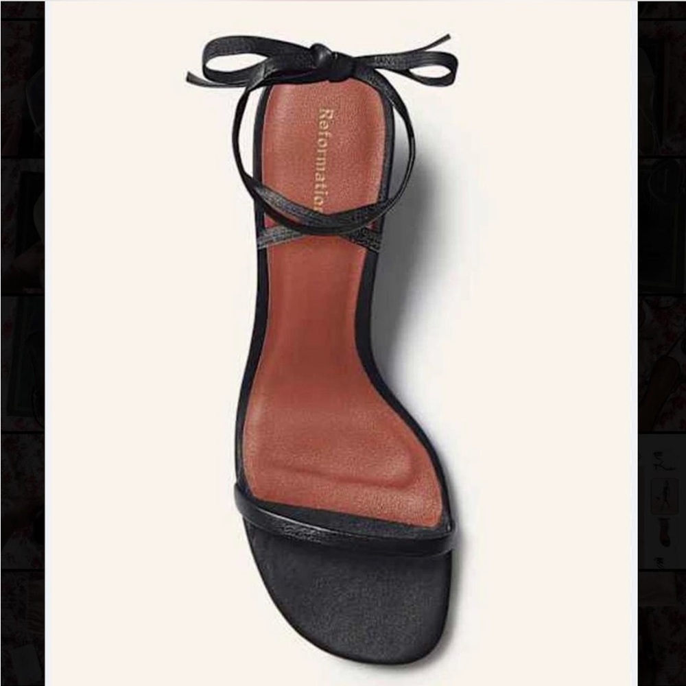 Reformation Carina Elegant Lace Up Mid Heel Strappy Sandal